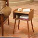 MaxSmeo Nightstands Set of 2, Mid Century Modern Side Table Bedroom with Storage, Small End Bedside Table Set of 2 with Solid Wood Legs for Living Room, Office Small Spaces (Brown), 11.81" x 15.75" x 23.62"