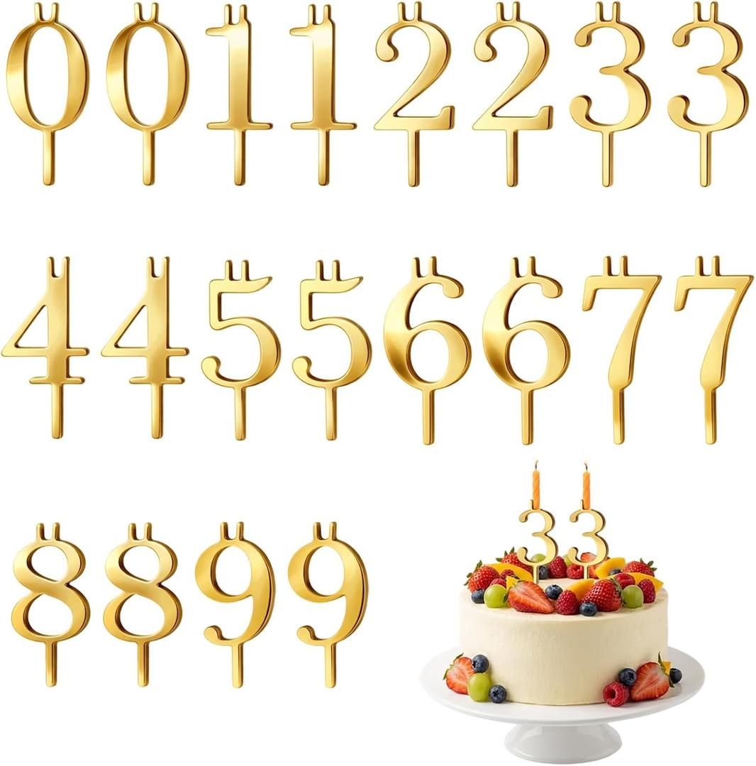 20PCS Number Candle Holders, Candle Number Holder Set, Gold Candle Stands for Birthday Celebrations, Wedding Decorations, and Special Events, Perfect Addition to Your Home Decor Collection