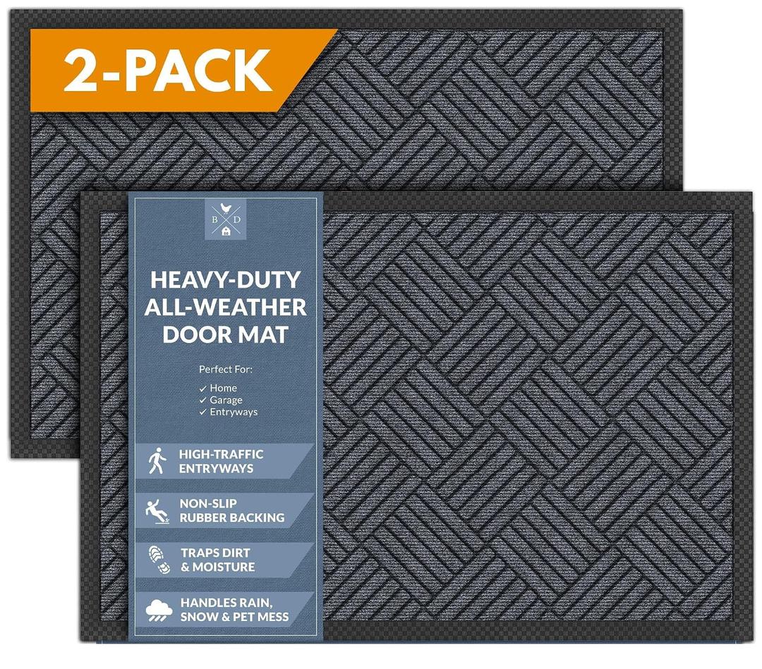 Barnyard Designs Premium Gray Non-Slip Door Mat (30" x 48", 2-Pack)