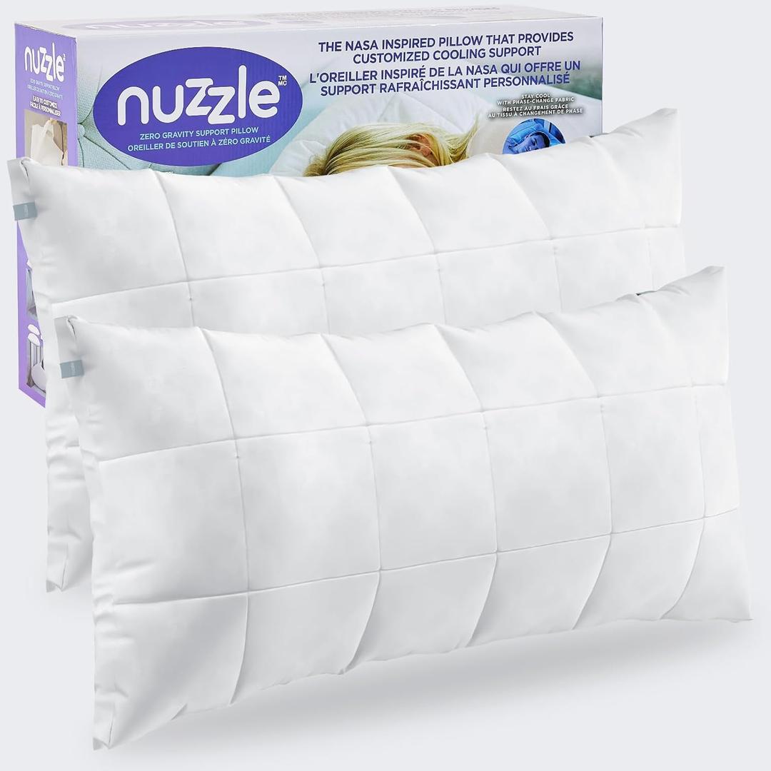 Nuzzle Pillows King Size Set of 2 Cooling Adjustable Pillows for Side Sleepers, Luxury Hotel Collection Bed Pillows  Best Adjust Height Soft Firm Pillows for Back, Stomach and Side Sleepers (White)