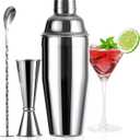 24oz Cocktail Shaker Set with Minimun 1/8oz Scale 1 oz 2oz Jigger - Monogramm Initials Martini Shaker Set - 304 Stainless Steel Bar Shaker - Personalized Gift for Friend,Husband-Blank (002)