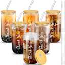 6 Set Employees Appreciation Gifts Thank You Team Gift Bulk Coworkers Staff 16Oz Can Beer Glass Cup with Lids Straws Brushes for Christmas