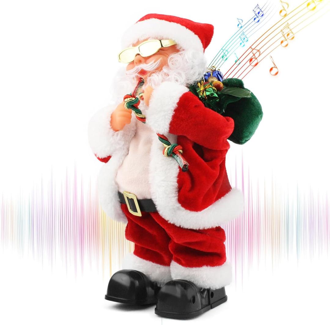 Electric Santa Claus Toy with Shaking Belly and Feet, Singing and Dancing Musical Christmas Doll, Xmas Gift