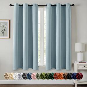 MIULEE Slate Blue Blackout Curtains for Bedroom Living Room 63 Inches Long 2 Panels, Thermal Insulated Room Darkening Drapes Solid Grommet Noise Reduction Light Blocking Window Treatments 40x63 Inch