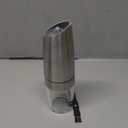 Gravity Electric Salt and Pepper Grinder Set, Battery Powered LED Light One Hand Automatic Operation, Adjustable Coarseness Mill Grinders Shakers Black (G.Silver 1p)