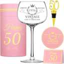 50th Birthday Gifts for Her - Limited Edition Wine Glass Gift Box Set - Unique 50th Bday Gift Ideas for Women, Friends, Sister, Mom, Wife, Daughter - 50 Years Old Gifts, Party Decorations Supplies