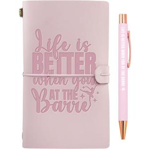 InnoBeta Dance Gifts for Girls Women, Journal Notebook with Pen, Refillable Sketchbook, Travel Diary, Lined Planner, 7.87 x 4.7 Cover, 4 x 7.5 Pages (Inches), Pink
