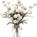 6PCS Mums Artificial Flowers with Vase - Small Silk Fake Flowers Suitable for Vase Bedroom Dining Room Living Rooms Decor Home Table Decor