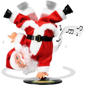 Inverted Rotating Dancing and Singing Santa Claus Plush Toy,Electric Santa Animated Christmas Decorations for Kids