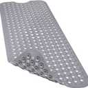 Linoows Bathtub and Shower Mats, 40x16 Inch Extra Large Non Slip Soft Bath Tub Mat with Suction Cups and Drain Holes for Bathroom Floor and Keep Tubs Clean, Machine Washable, Clear Gray