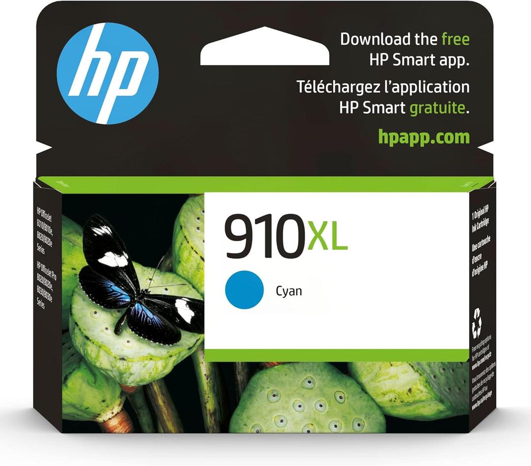 HP 910XL Cyan High-Yield Ink Cartridge | Works with OfficeJet 8010, 8020, Pro 8020, 8030 | Eligible for Instant Ink | 3YL62AN