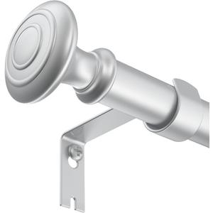 Curtain Rods for Windows 28 to 48 Inch, 3/4 Inch Diameter Heavy Duty Curtain Rod, Adjustable Length Small Window Curtain Rod Drapery Rod with Decorative Finials, Silver