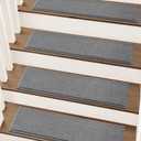 COSY HOMEER Stair Treads Non-Slip Carpet Stair Treads for Wooden Steps, Indoor Stair-Runner Rugs for Kids Elders & Pets 28"x9" (15Pc, Gray)