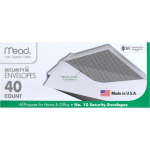 Mead #10 Envelopes, Letter Size, 4-1/8" x 9-1/2", Security Printed Lining for Privacy, Gummed Closure, Windowless, White All-Purpose for Home & Office Mail, 40 Count (75214) 4 Pack