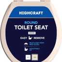 HIGHCRAFT Premium Round Toilet Seat with Adjustable Hinges & Quick Removal Mechanism - Molded Wood Toilet Seat - Fits Standard Round Toilets - Round Seat in Bone/Beige