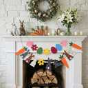 2Pcs Easter Decorations for Home, Party Hanging Spring Garland Decor, Colorful Felt Bunny and Carrot Wood Bead Banner for Mantel Fireplace Wall(Easter 2)