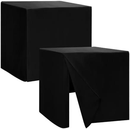 HolidayIdeas 1 Pack Square Fitted Table Covers - 34 x 34 Inch - Fabric Table Clothes Versatile Tablevloths for Parties, Holiday Dinner, Trade Show, Vendor Stand (Black)