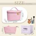 Travel Cosmetic Bag for Women, PU Leather Cosmetic Bag Set of 2, Waterproof, Large Makeup Bag with Handle (Light pink makeup bag)