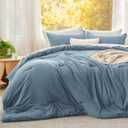 Bedsure Super King Comforter Set, Dusty Blue Soft Prewashed Bedding for All Seasons, 3 Pieces GentleSoft Bed Set, 1 Lightweight Comforter (120"x120") and 2 Pillowcases (20"x36")