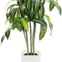 Artificial Dracaena Trees Indoor- 5ft Faux Yucca Plant with White Planter, UV-Resistant Tropical Tall Fake Tree for Home Decor, Living Room, Porch, Patio, Outdoor Housewarming Gift