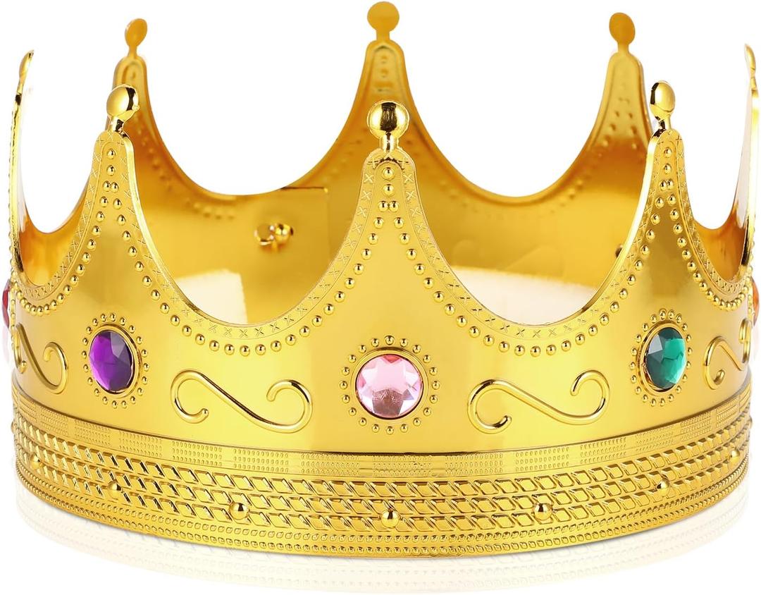 Adorox Gold Royal King Plastic Crown Prince Costume Accessory Adult/K Kid (1)