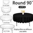 4 Pack Round Tablecloth 90 Inch Black Polyester Washable Fabric Table Covers for Wedding Dining Table Buffet Parties Banquet Decor