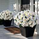Juxdp 16 Bundles Artificial Camellia for Front Door Outside - Faux UV Resistant Real Looking Camellia Flowers Fake Silk Bouquets Plants for Garden Window Farmhouse Home Spring Summer Decor (White)
