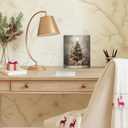 FGFK Vintage Christmas Tree Wall Art Decor Framed, Christmas Home Decor, Holiday Winter Xmas Tree with Presents Canvas Prints Poster Wall Decorations for Home Bedroom Party, 8x10 Inch (Color-05)