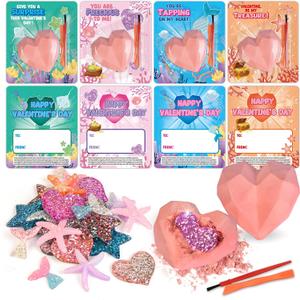 Shemira 24 Packs of Valentine's Day Cards for Kids with Plaster Digging Kits, School Classroom Valentine's Gifts Exchange, Valentine's Party Favors for Kids, Valentine's Greeting Cards Bulk for Kids