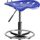 Flash Furniture Bradley Vibrant Nautical Blue and Chrome Drafting Stool with Tractor Seat