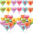 30 Pcs Valentine's Day Candy Heart Balloons 18 Inch Foil XOXO Be Mine Love Sweet Pink Heart Helium Balloons Set for Valentine's Day Wedding Anniversary(Colorful)