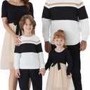 PATPAT Family Matching Outfits Dresses and Sweatshirt Fall Winter Off Shoulder Dresses and Long Sleeve Sweatshirt (XL)
