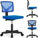 Sweetcrispy Office Chair, Ergonomic Low-Back Mesh Rolling Work Swivel Chairs with Wheels, Armless Comfortable Seat Lumbar Support for Home, Bedroom, Study, Student, Adults,Classic Blue