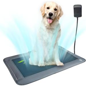 Dog Cooling Mat, 3-Level Adjustable Pet Cooling Pad, Non-Slip & Chew-Resistant, No Water/Refrigeration Needed, 90-Min Auto Shutoff, 24" x 18" (Medium)