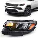 FIONE Headlight Assembly Compatible with Jeep Compass 2022 2023 Headlamp Replacement Front Light Left Driver Side LH
