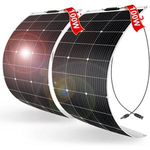 DOKIO 200W (2100W) Flexible Solar Panels 18V Monocrystalline for 12V Battery Charging, Semi-Flexible ETFE with MC4, Series/Parallel for RV Boat Camper Van Trailer Off-Grid Use