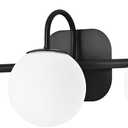 Modern Black Bathroom Vanity Light Fixtures 3 Lights Frame and Milk White Glass Globe Shade Modern Wall Sconce Lighting Bath Vanity Lights Bar Over Mirror (Exclude G9 Bulb)
