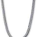 Solid 925 Sterling Silver Foxtail Chain Necklace - Oxidized Non-Tarnish Unisex Snake Design Wheat Chain Necklace for Men Women 18" 20" 22" 24" Inch - Handmade