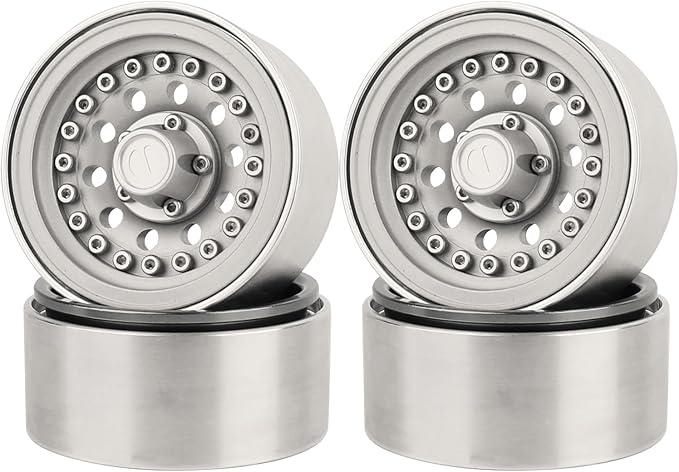 RZXYLRC 1/10 RC Crawler 4Pcs 1.9 Inch Beadlock Wheel Hub Rim Rims Aluminum Alloy for TRX4 TRX6 Axial SCX10 III AXI03007 GRT EX86190 RedCat,Five Hole nut (Titanium)