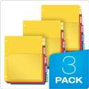 Oxford Binder Dividers with Pockets, 3 Pack, 5 Multicolor Tabs with Inserts, Pockets Expand 1/4", Flexible Lightweight Plastic Dividers for 3 Ring Binders