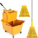 Mop Bucket with Wringer, 34-Quart Thickened Mop and Bucket Set