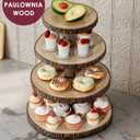 SANYOUNG Wood Cupcake Stand, 4 Tier Wooden Cupcake Tower, Large Rustic Cake Display Holder Stand for Woodland Baby Shower, Wedding, Birthday, Tea Party, Farmhouse Dessert Table Decorations