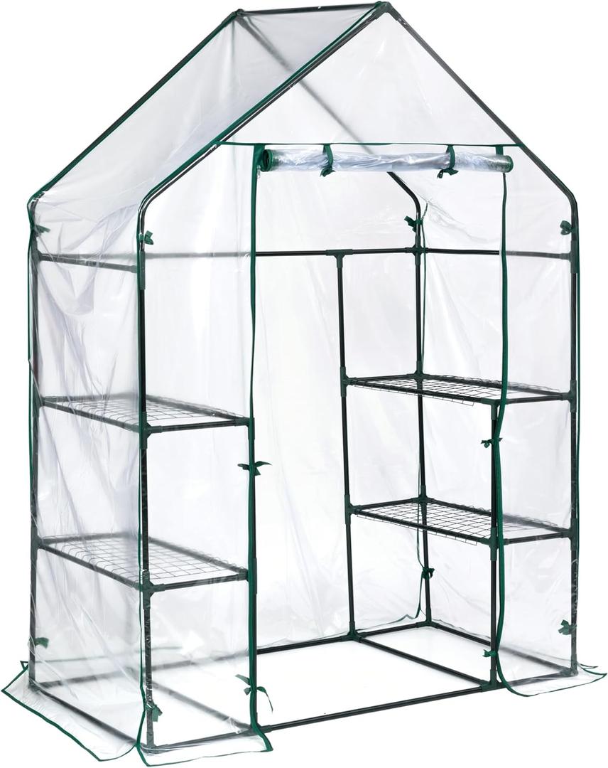 Miracle-Gro 4'8" x 29" x 6'5" All-Season Mini Walk-in Greenhouse with 4 Wire Shelves for Outdoors, Easy-Access and Durable, Translucent