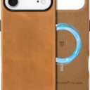 SHIELDON Leather Case for iPhone Air 6.5" 2025 | Compatible with Magsafe, Magnetic Wireless Charging, Slim Fit, Anti-Scratch, Non-Slip, Shock-Absorbent, Protective Phone Cover - Retro Light Brown