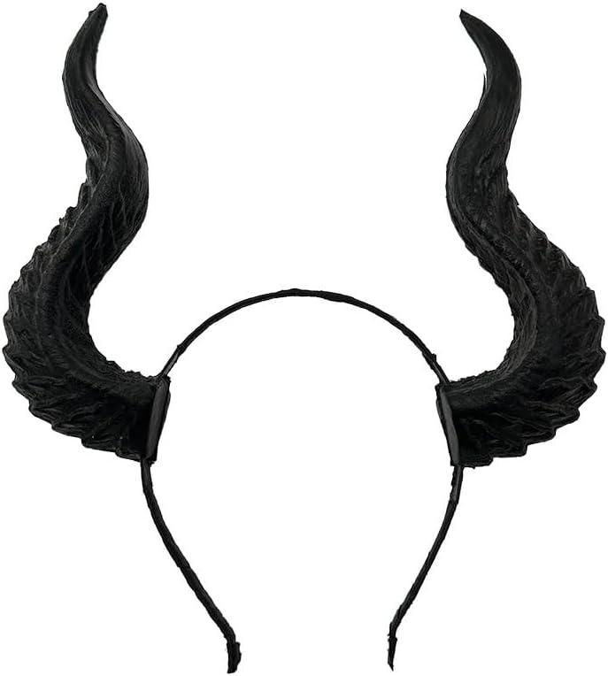 mdgfge Black Devil Horns Headband Gothic Large Dark Dragon Demon Headwear Antler Hair Hoop for Women Men Halloween Cosplay Masquerade Party Headdress Supplies