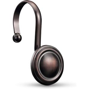 CHICTIE Bronze Shower Curtain Hooks Rings,Oil Rubbed Decorative Shower Curtain Hooks,Rustproof Vintage Shower Hooks for Bathroom,Set of 12 (Oil-Rubbed Bronze)