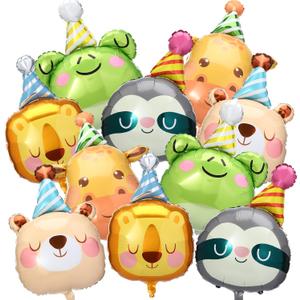 Civaner 10 Pcs Jungle Safari Animal Foil Balloons Animal Birthday Party Decor Bear Giraffe Lion Frog Sloth Aluminum Foil Balloons for Woodland Baby Shower Wedding Gender Reveal Party Supplies