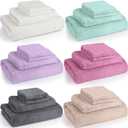 Peryiter 24 Pcs Bath Towels and Washcloths 6 Sets Microfiber Bathroom Beach Pool Large Towel Set Coral Velvet Highly Absorbent Soft for Fitness Sports Yoga Travel Spa Hotel(Classic Color)