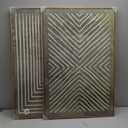 Large Framed Green Abstract Wall Art, 2 Piece Modern Canvas Prints Paintings, Minimalist Sage Green Geometric Pictures for Living Room Dining Room Bedroom Office Hallway Lounge Wall Decor 24x36 In