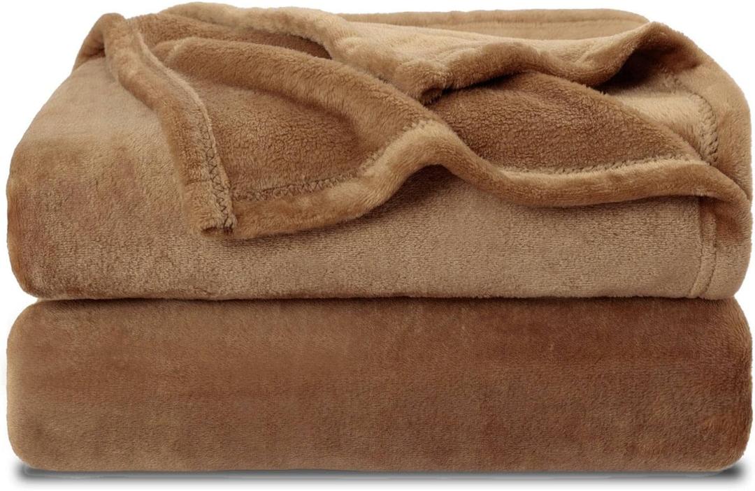 NANPIPER Fleece Blankets Super Soft Flannel Fuzzy Blanket for Bed Couch Luxury Cozy Plush Microfiber Blanket-Twin Size Coffee Brown